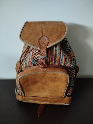 Mochila cuero vintage multicolor 
