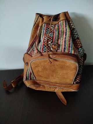 Mochila cuero vintage multicolor 
