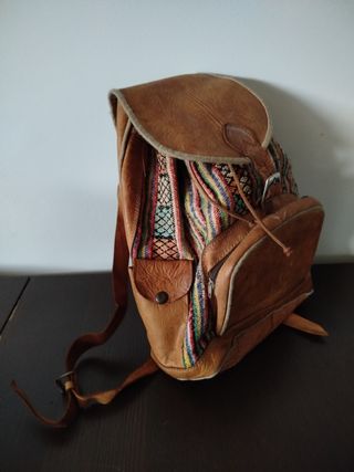 Mochila cuero vintage multicolor 

