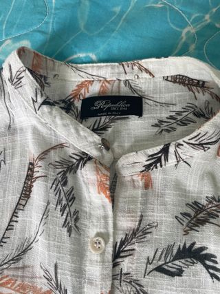 Camicia Repubblica cotone bianca stampa palme