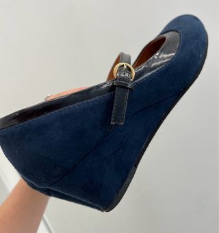 Zapatos azul marino tacón cuña