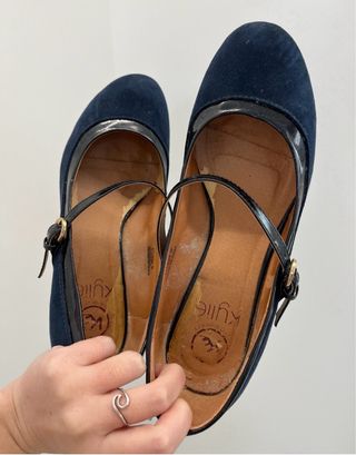 Zapatos azul marino tacón cuña