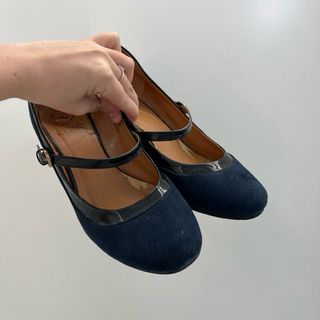 Zapatos azul marino tacón cuña