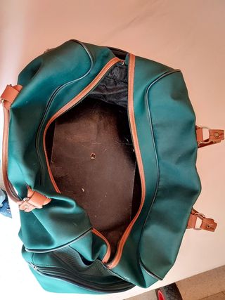Bolso viaje verde & marrón y neceser
