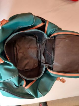 Bolso viaje verde & marrón y neceser