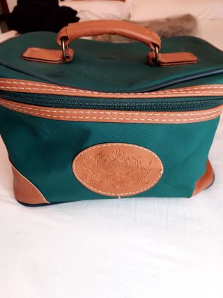 Bolso viaje verde & marrón y neceser