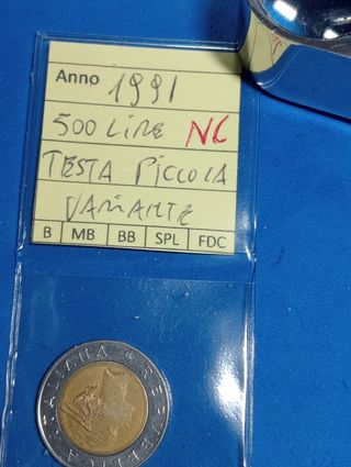 Moneta 500 lire 1991 Italia