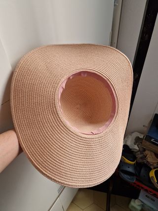 Sombrero playa beige-rosa