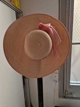 Sombrero playa beige-rosa