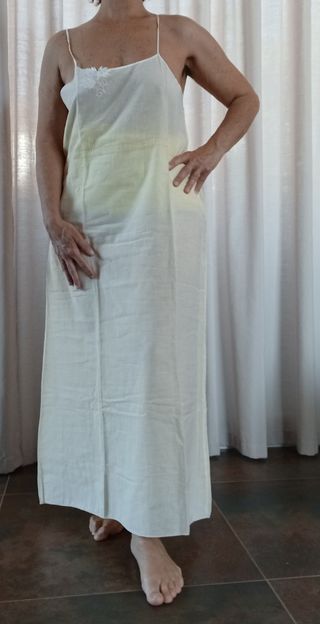 Camicia notte vintage beige ricamata