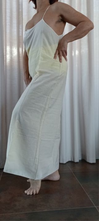 Camicia notte vintage beige ricamata