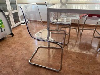 6 sedie trasparenti cromate