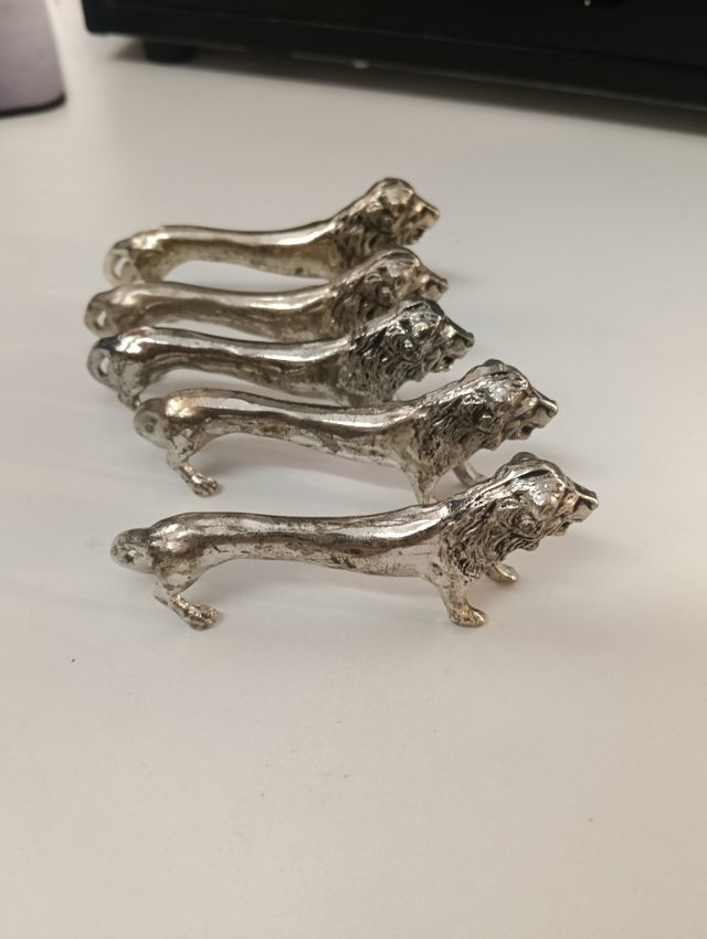 5 Fermacarte Leone silver plate