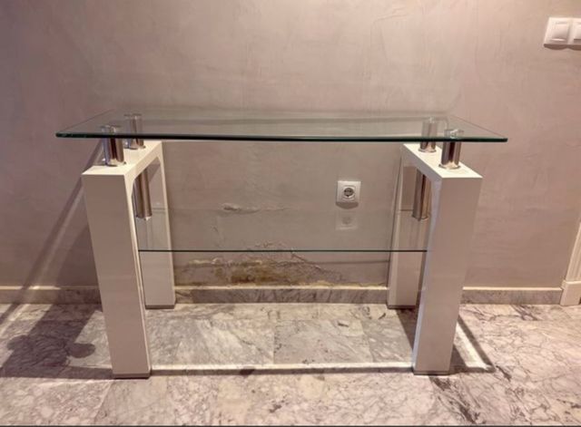 Mesa consola cristal blanco
115x43x77