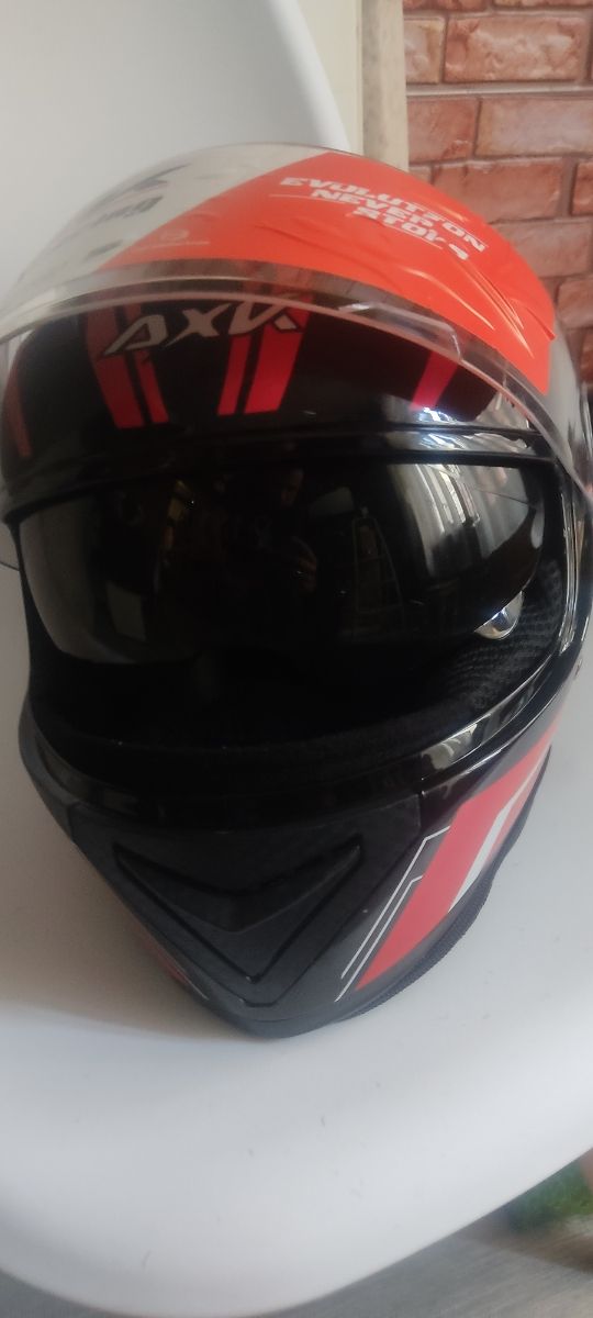 Casco AXV moto rojo-negro