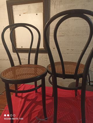 6 Sillas Vintage de mimbre y madera