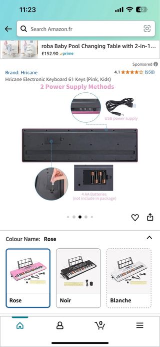 Teclado Hricane 61 teclas rosa