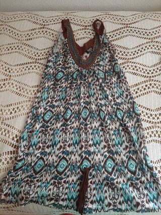 Blusón boho azul y marrón