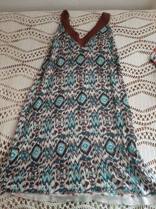 Blusón boho azul y marrón