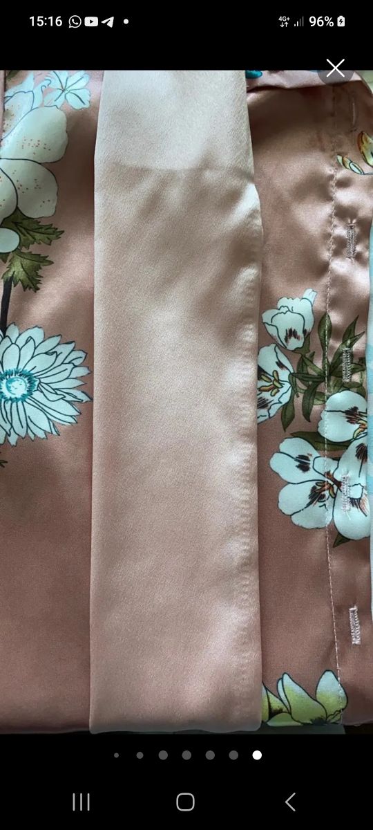 Blusa seda rosa estampada