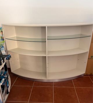 Estantería curva blanca - Madera y cristal