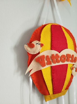 Fiocco nascita mongolfiera - Nome personalizzato