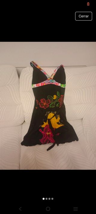 Vestido negro flores multicolor