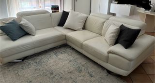 Divano angolare pelle bianco 