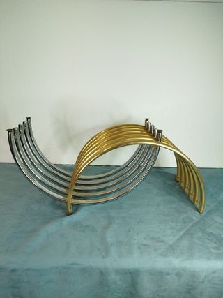 Mesa centro vintage 70s - dorada y plateada