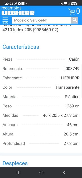 Accesorios nevera Liebherr