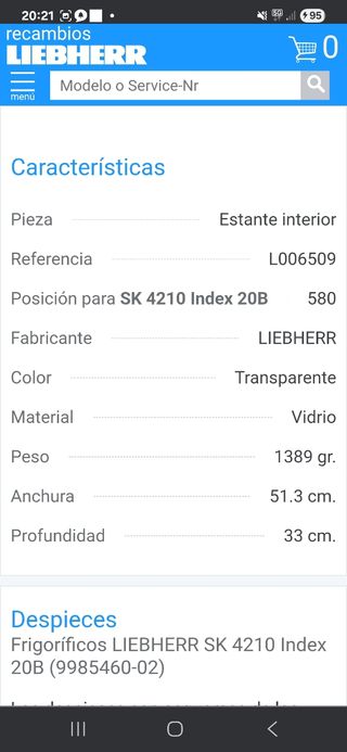 Accesorios nevera Liebherr