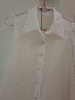 Blusa Zara blanca plumeti talla S