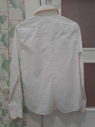Camisa UTERQUE blanca - cuello y puños con ribete 
