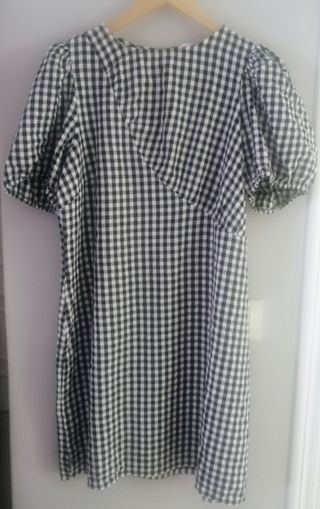 Vestido Mango vichy blanco-negro