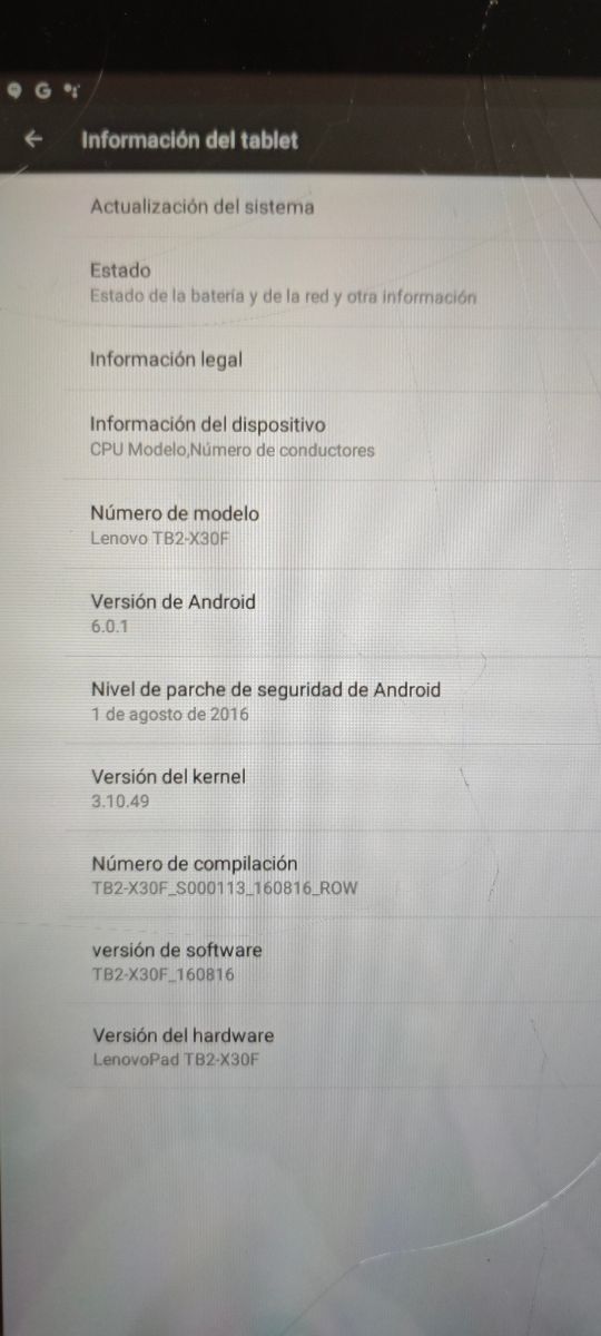 Tablet Lenovo TB2-X30F negra