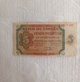 Billete 5 Pesetas 1938