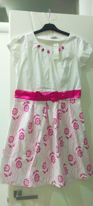 Vestito estivo rosa e bianco