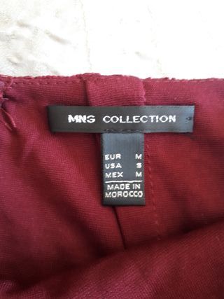 Falda de tubo encaje color burdeos Mango nueva M