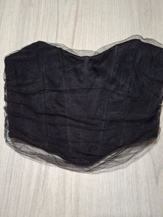 Crop top tul negro Zara