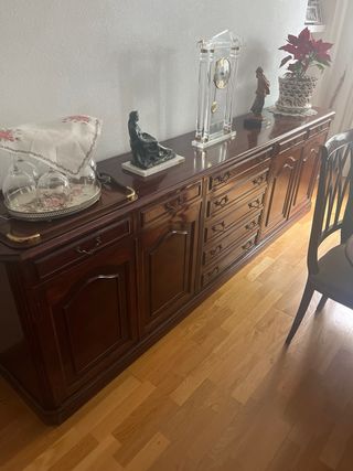 Mesa comedor madera plegable caoba 6 sillas