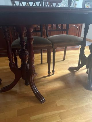 Mesa comedor madera plegable caoba 6 sillas