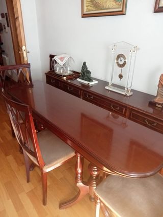 Mesa comedor madera plegable caoba 6 sillas