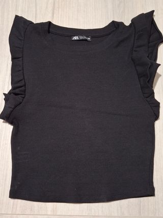Top negro Zara canalé