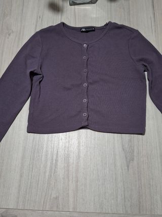 Chaqueta Zara canalé morada - Talla S