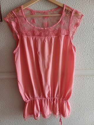 Blusa rosa Talla M - Top de encaje