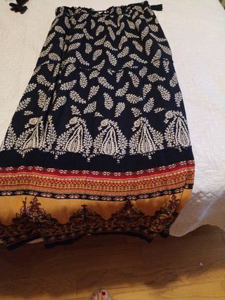 Falda larga Pilar Prieto - Negra y dorada - Talla 