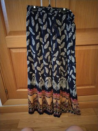 Falda larga Pilar Prieto - Negra y dorada - Talla 