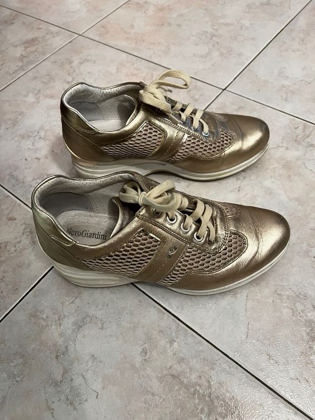 Nero Giardini - Scarpe oro donna 38 - zeppa cm 6