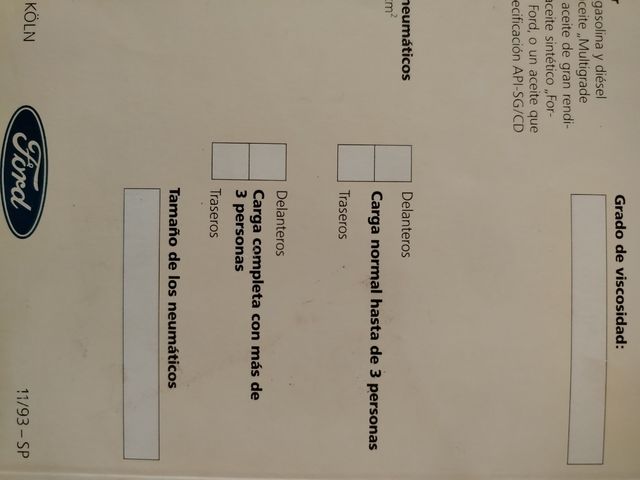 Manual Ford Fiesta 1993