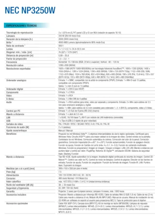 Proyector NEC NP3250W
